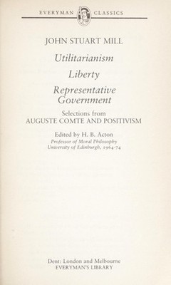 Utilitarianism on Liberty and Consideratio Hardcover John Stuart