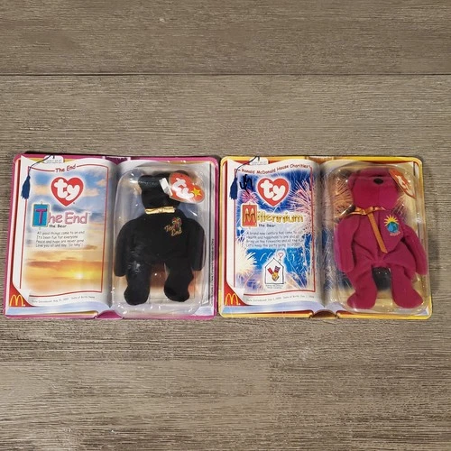 Vintage McDonalds Teenie Beanie Babies The End & Millenium Y2K 2000 Ty