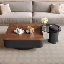 Modern Solid Wood Table For Living Room Walnut Wood Colour Coffee Table Set