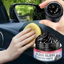 Black Gloss Coating Paste Trim Restorer Shine Polish Vinyl Plastic Interior Care
