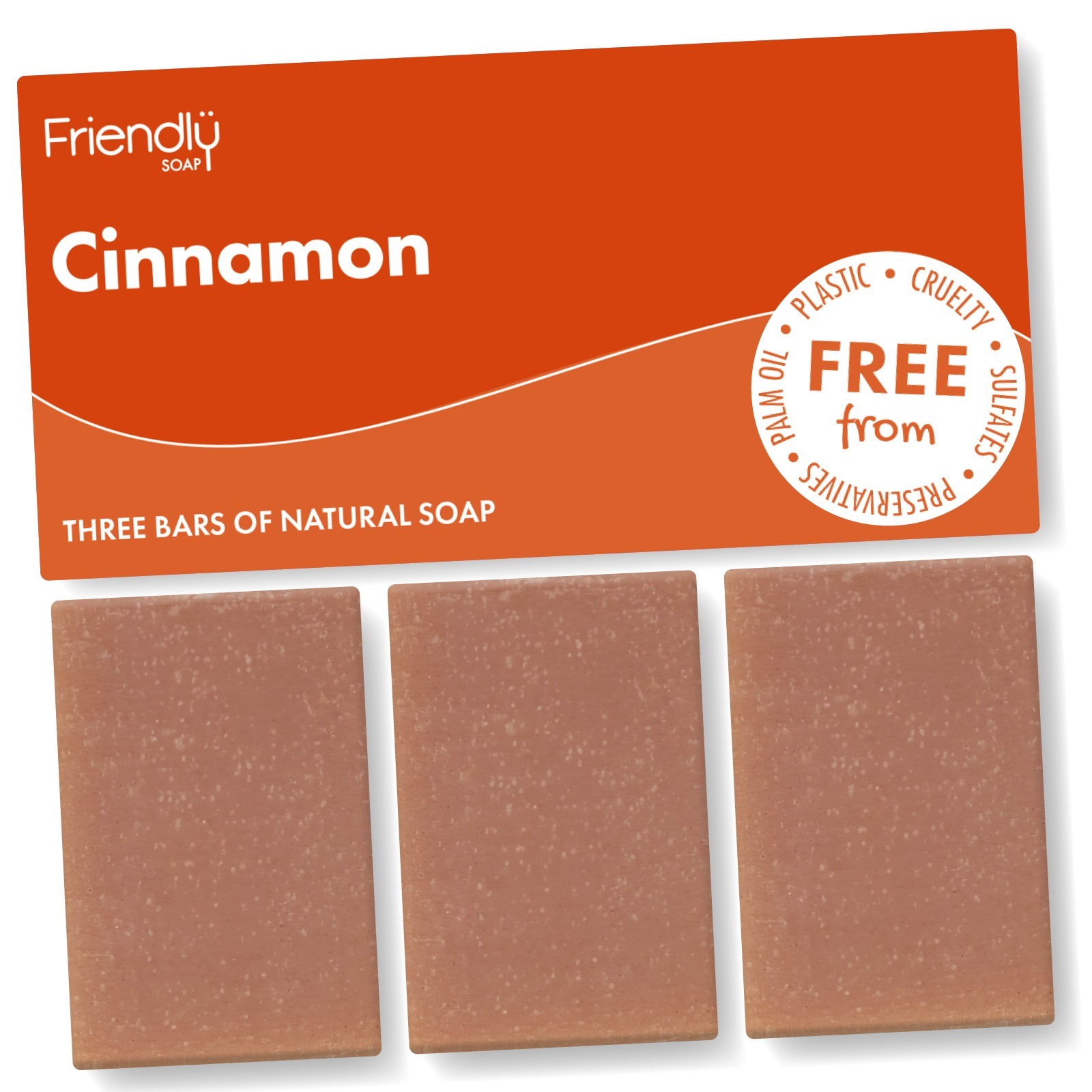 Friendly Soap - 3 Pack - Natural Soap - Cinnamon – 3 x 95g Vegan