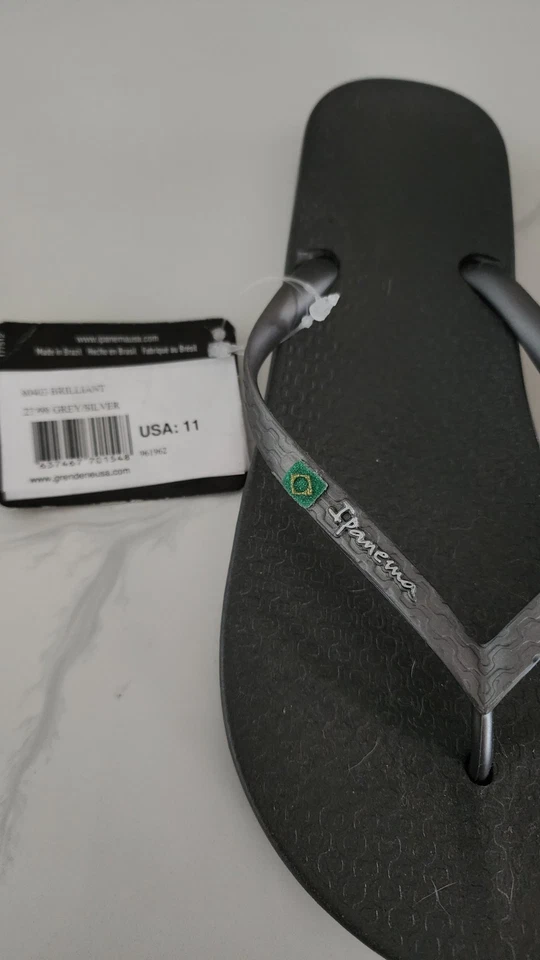 Chanclas para mujer Ipanema brillante talla 11 plantilla moldeada metálicas plateadas nuevas Foto 3 de 4