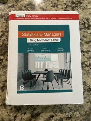 Pearson Statistics For Managers Using Microsoft Excel Textbook