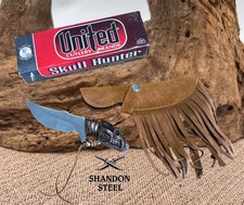 Skull Hunter United Cutlery UC1147 Fixed Blade Knife W/Leather Sheath and Box