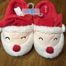 Adult Santa Slippers Size Large Children  s Place Fuzzy Comfy Christmas Holiday