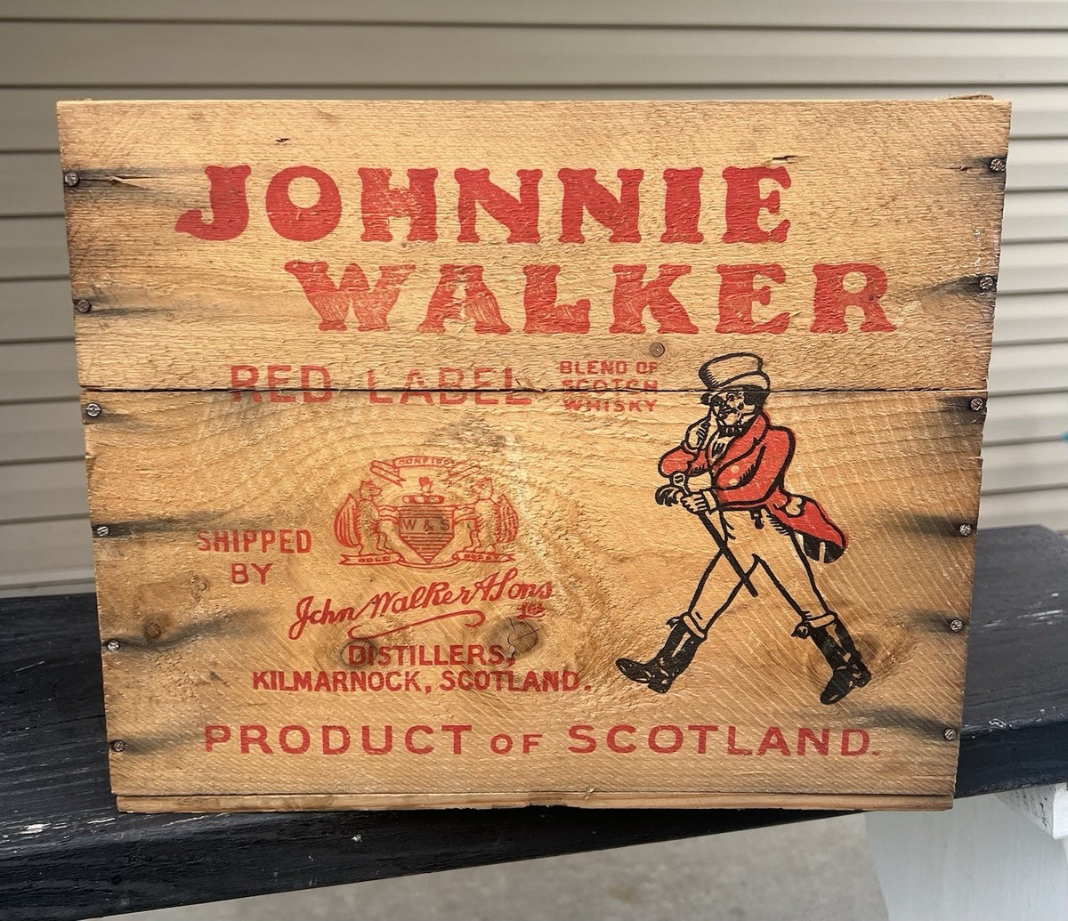 Vintage Johnnie Walker Red Label Scotch Whisky Whiskey Wood Crate