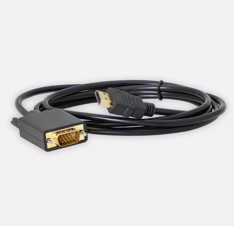1,8m HDMI VGA Kabel Adapter Stecker FullHD 1080p PC Monitor Computer Vergoldet - Bild 2 von 4