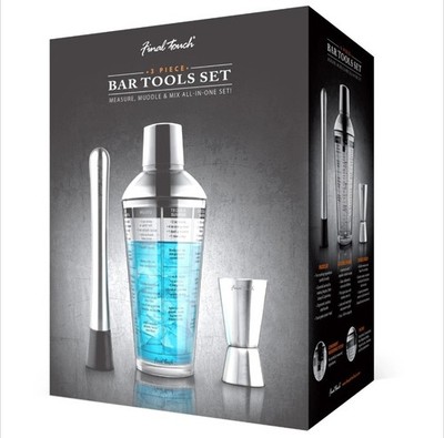 Final Touch 3 Piece Bar Tools Set - All In One Set (Measure, Muddle, & Mix)