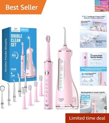 Electric Toothbrush with Water Flosser Combo: 2-in-1 Portable Oral Clean Kit ...