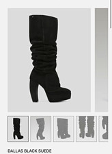 Naked Wolfe Dallas Women’s Black Suede Knee High Platform Ruched Boots Sz 8