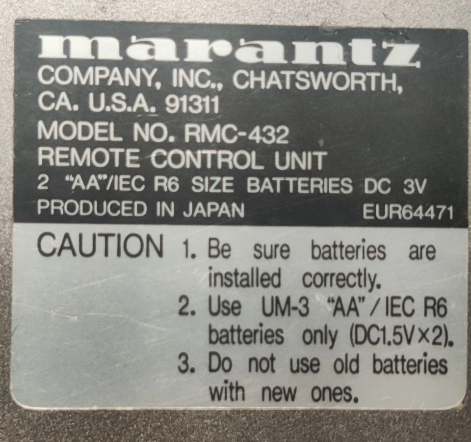 Подлинный блок дистанционного управления Marantz модель RMC-432, протестирован, работает от оригинального производителя  - Изображение 2 из 4