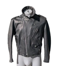 Schott Perfecto 125 Motorcycle Jacket 46/35 LaceUpSide Black Leather Vintage 80s