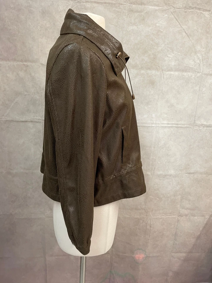 Ruby Rd. Women's Faux Leather Jacket Brown Size 14P - Image 4 of 4