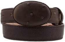 Kids Brown Western Cowboy Belt Ostrich Print Overlay Cinto Rancho Size 26, 28