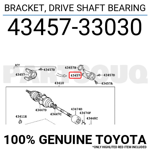 4345733030 Genuine Toyota BRACKET, DRIVE SHAFT BEARING 43457-33030  
