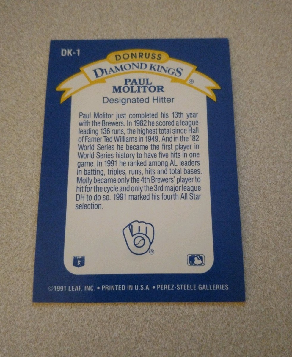 1992 Donruss - Diamond Kings Paul Molitor #DK-1 for sale