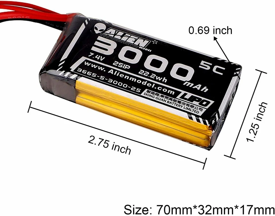 2X XT30 Plug 3000mAh 2S 7.4V Lipo 2S Battery 2-Cell For RC Airplane Jet Car boat - Image 2 of 4