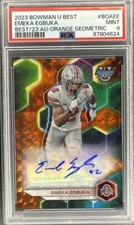 2023 Bowman University Best Emeka Egbuka Auto Orange Geometric#/25 PSA 9 OHIO ST