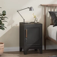 Metal Storage Cabinet with Lock Office/Garage Bedside Table Storage Organizer