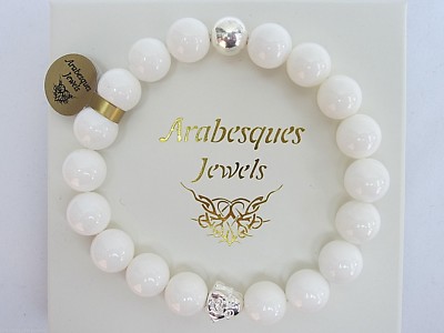 ARABESKEN STERLINGSILBER/WEISSE JADE STERLINA MILANO SPIRITUELLES BUDDHA ARMBAND