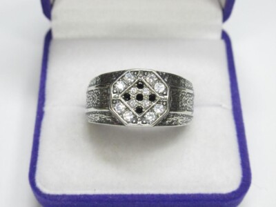 Vintage Russian Sterling Silver 925 Ring Cubic Zirconia, Men's