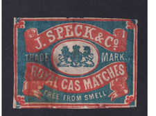 Ancienne  étiquette  allumettes  Royaume Uni BN155687 J. Speck