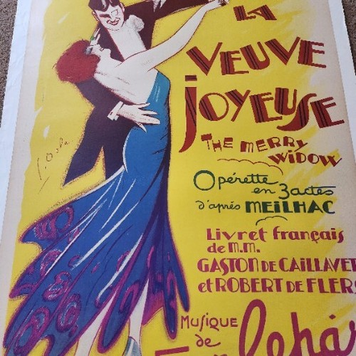 Vintage Original Le Veuve Joyeuse The Merry Window 1936 poster by GEORGES DOLA - Picture 4 of 12