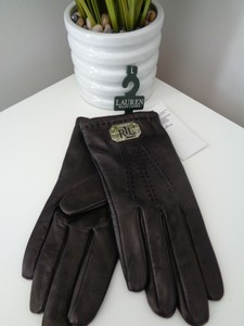 ralph lauren black leather gloves