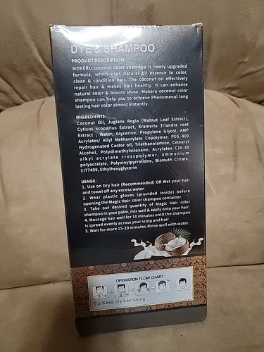 Mokeru Coconut Dye & Shampoo Hair Color natural DARK BROWN Professional Kit - Picture 3 of 5