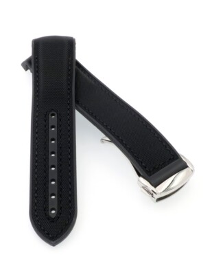 Premium Hybrid Uhrenarmband Modell Innsbruck-FSS schwarz-TiT 22 mm, komp. Omega