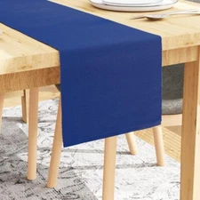 Dining Table Runner 13"x59" | Yarn Dyed Fine Ribbed Cotton | Solid Blue | Mac...