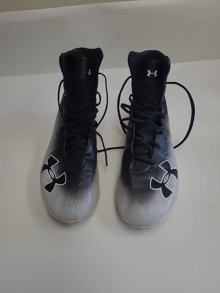 Under Armour Highlight Football Cleats Size 13 Mens Black White Lace Up Logo thumbnail 7