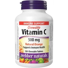 Webber Naturals Vitamin C 500mg Chewable Orange Natural Immune Health 120pcs NEW