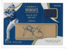 Nick Solak SSP Auto /10 RC 2020 Immaculate Collection Debut Moments 2020 Gold 