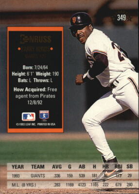 バーリーボンズ 1994 Donruss #349 Barry Bonds - NM-MT | eBay
