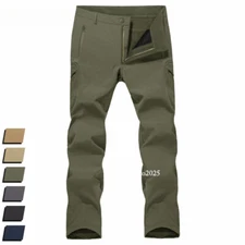 Mens Tactical Soft Shell Fleece Pants Waterproof Army Combat Cargo Work Trousers