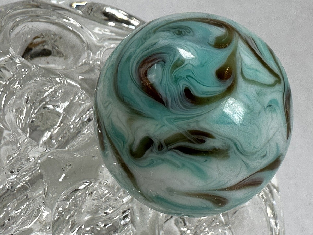 Marblesさま専用　KanazawaPOLES 122cm 30cm LUTZ MARBLE HANDMADE LUTZ SWIRL SIGNED 1717L GOLD AQUA BLUE WHITE