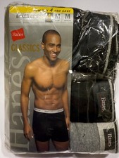 Hanes Classics M 32-34 Men's Boxer Brief/Comfort Flex  Waistband Black/grey 4pk