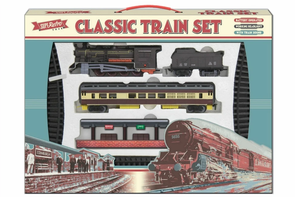 Classic Train Set Retro Large Battery Operated Toy With Sounds Lights Headlights