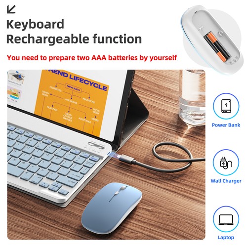 Wireless Bluetooth Keyboard+Mouse Combo Set For iPad iMac Android Phone Tablet - Picture 35 of 49
