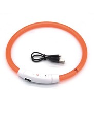 Image of Light Up Dog Collar Pet Flashing LED USB Rechargeable Safety Size Adjustable UK