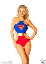 Supergirl Monokini One Piece Swimwear Logo Criss-cross Back Superman SM152