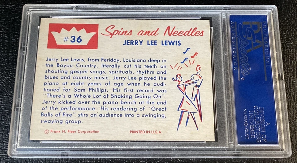 PSA 9 Jerry Lee Lewis 1960 Fleer Spins And Needles Trading Card #36 Rock N Roll - Image 2 of 2