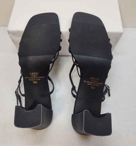 Amerati Women's Sandal Size 7.5 Black Strappy Slingback Block Heel - Picture 9 of 10