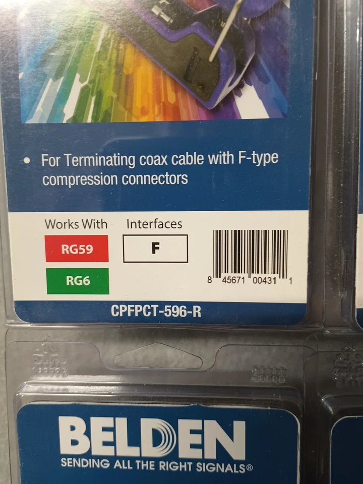 Herramienta de compresión coaxial Belden 6 para conectores F RG59 o RG6 CPFPCT-596-R Foto 3 de 3