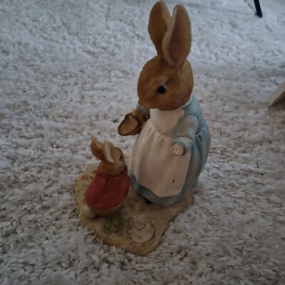 F.W. & Co.2002  Große Oster Bunny Figur Mutter mit Kind (Häschen) 