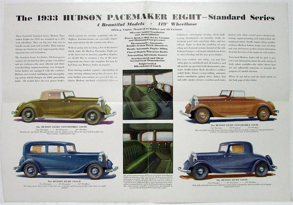 1933 Hudson Pacemaker Eight Standard Series Sales Folder - Image 3 of 4