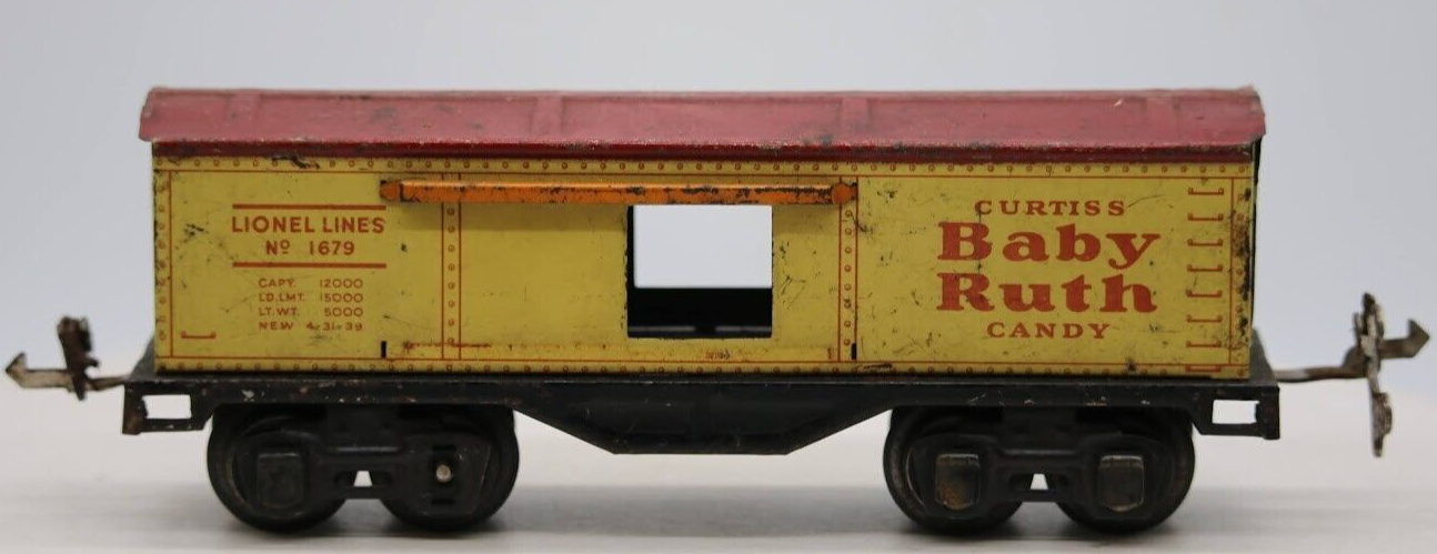 Vintage Lionel Prewar O Scale No. 1679 Baby Ruth Boxcar 1:48 Metal Model Train