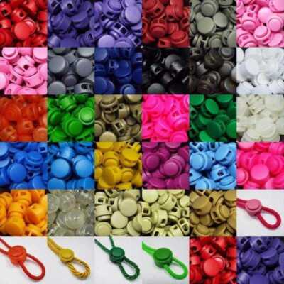 Federschnur Endanschlag Schloss Knebel 3mm 4mm Kordel elastisch 2 Loch KAUFEN 2 4 oder 8 866D
