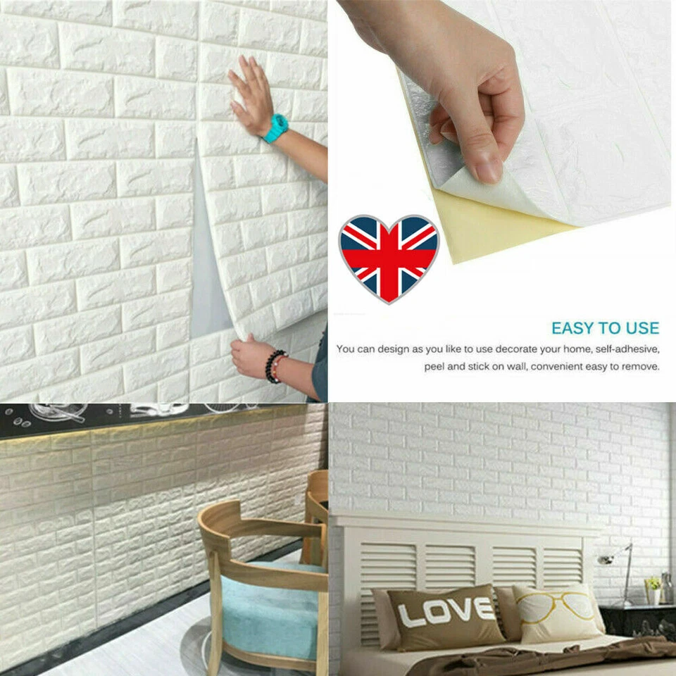 40Pcs Self Adhesive 3D Tile Foam Stick Wall Paper Brick Wall Sticky Wallpaper-- - Image 2 of 4